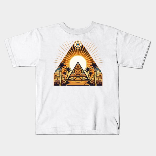 Ancient Egypt Pharaohs, Pyramids,Esoteric Symbolism: Spiritual Icon of Ancient Wisdom Kids T-Shirt by FK